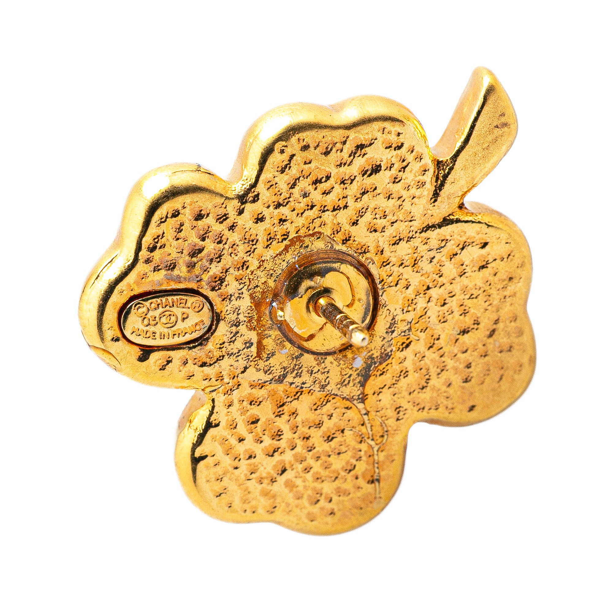 Gold Plated Resin Four Leaf Clover Brooch - Image 3