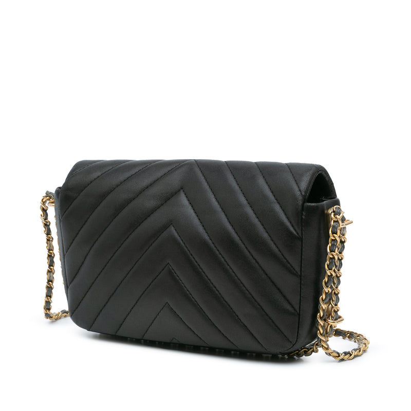 Mini Rectangular Chevron Lambskin Chain Around Flap - Image 2