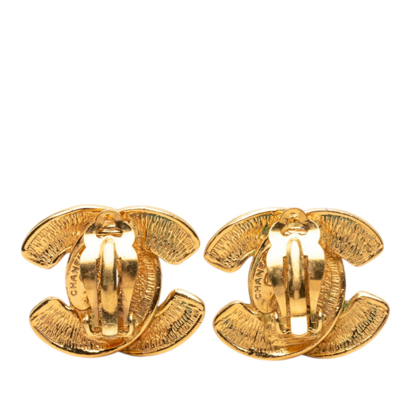 CC Gold Plated Quilted Clip On Earrings - Image 2