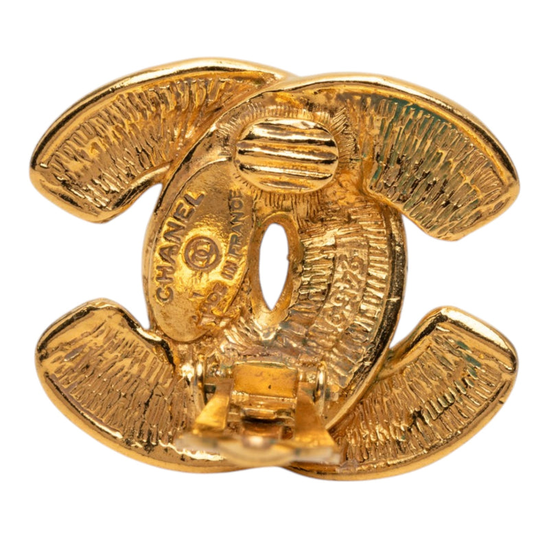 CC Gold Plated Quilted Clip On Earrings - Image 3