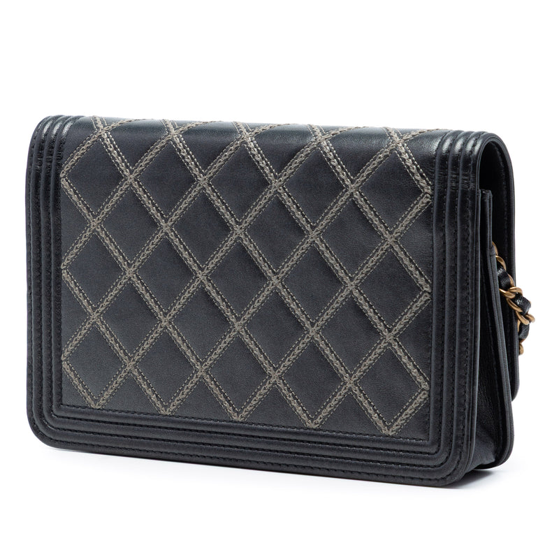 Quilted Lambskin Double Stitch Boy Wallet On Chain - Image 2