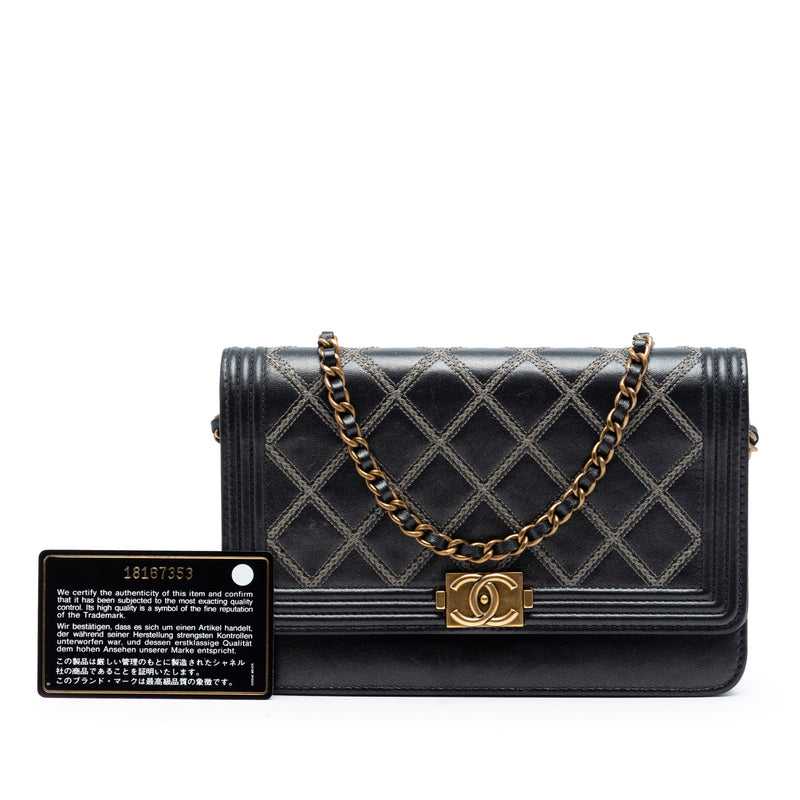 Quilted Lambskin Double Stitch Boy Wallet On Chain - Image 8