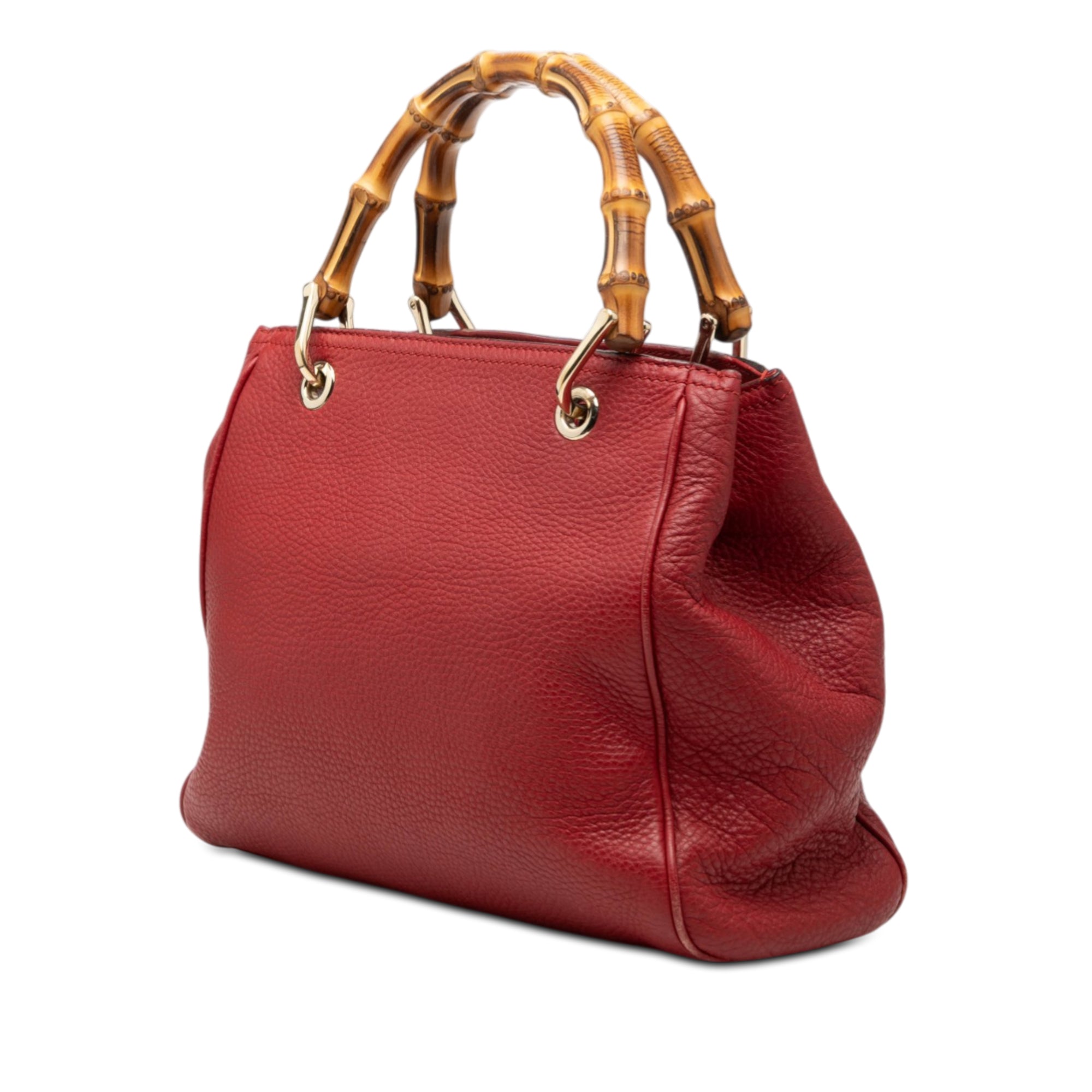 Small Calfskin Bamboo Shopper Satchel - Image 2