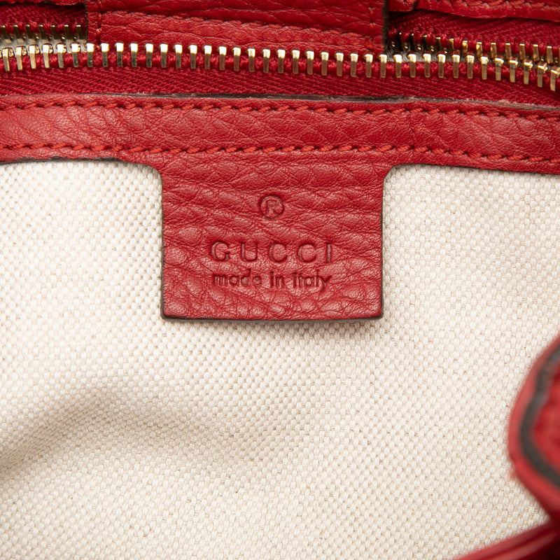 Small Calfskin Bamboo Shopper Satchel - Image 5