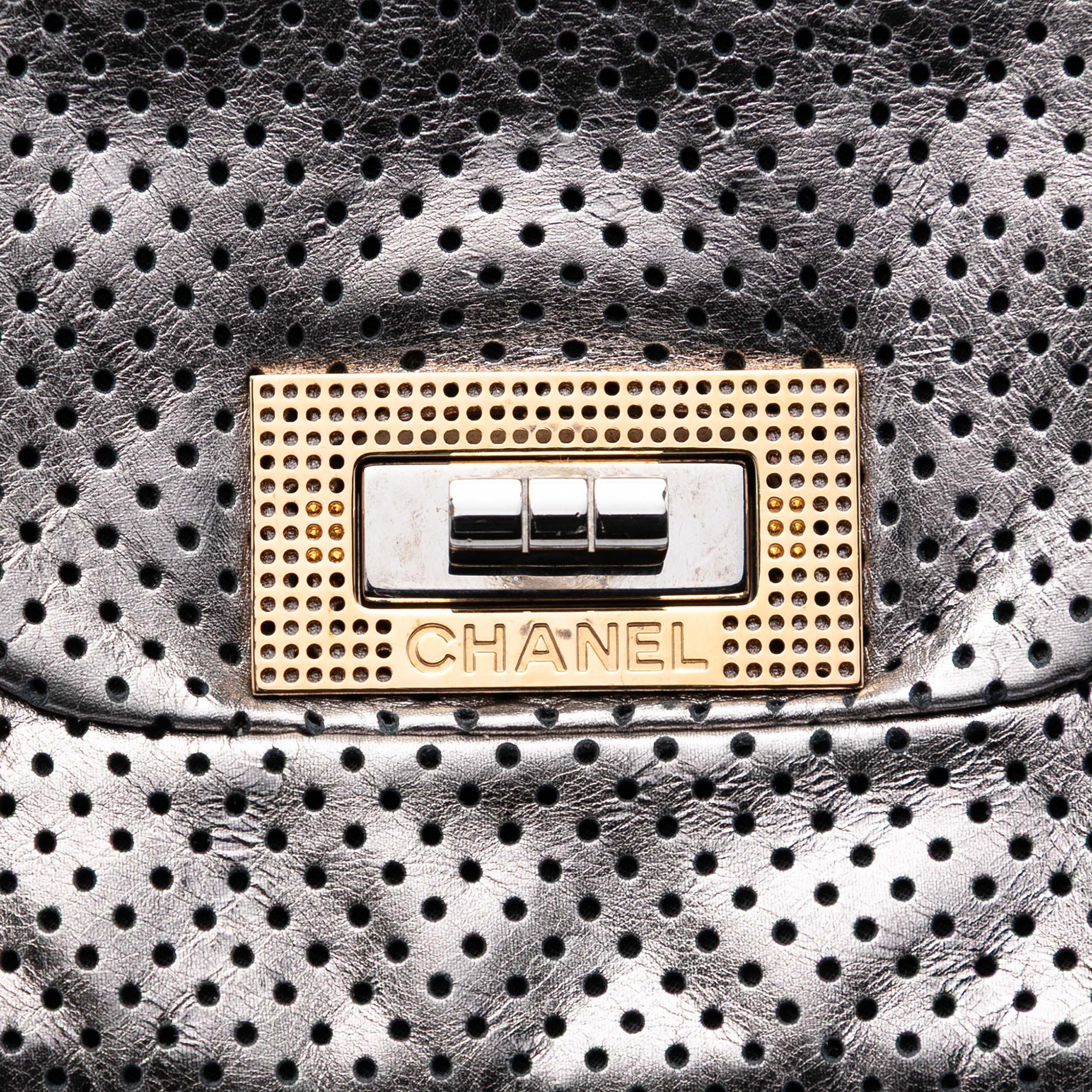 Perforated Crackled Metallic Calfskin Drill Tote - Image 5