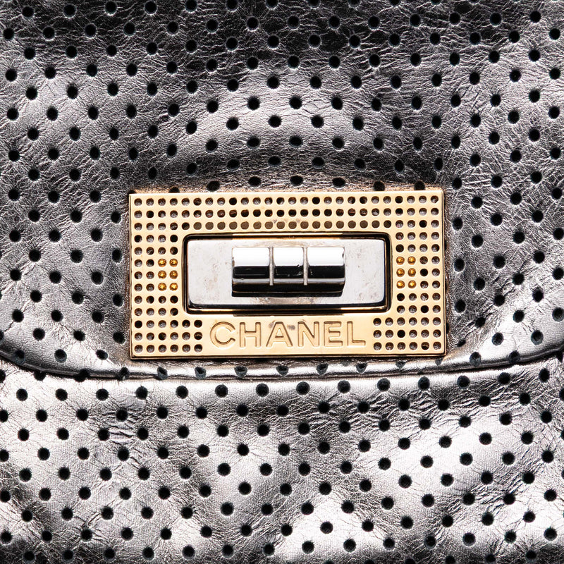 Perforated Crackled Metallic Calfskin Drill Tote - Image 5