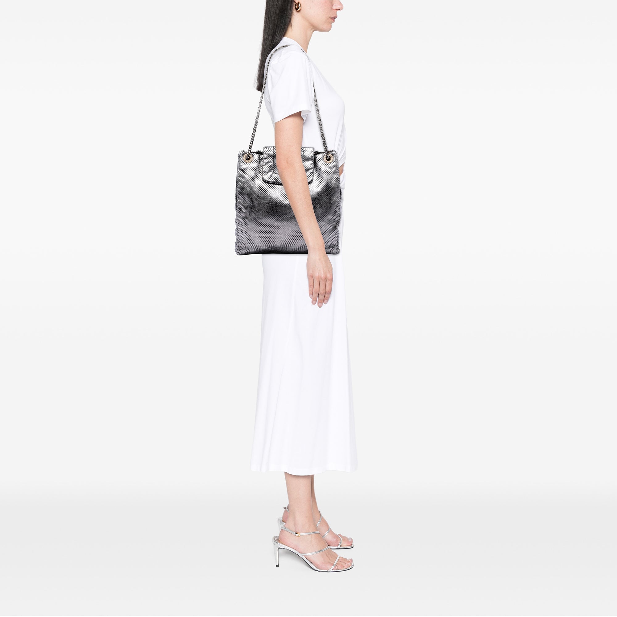 Perforated Crackled Metallic Calfskin Drill Tote - Image 6