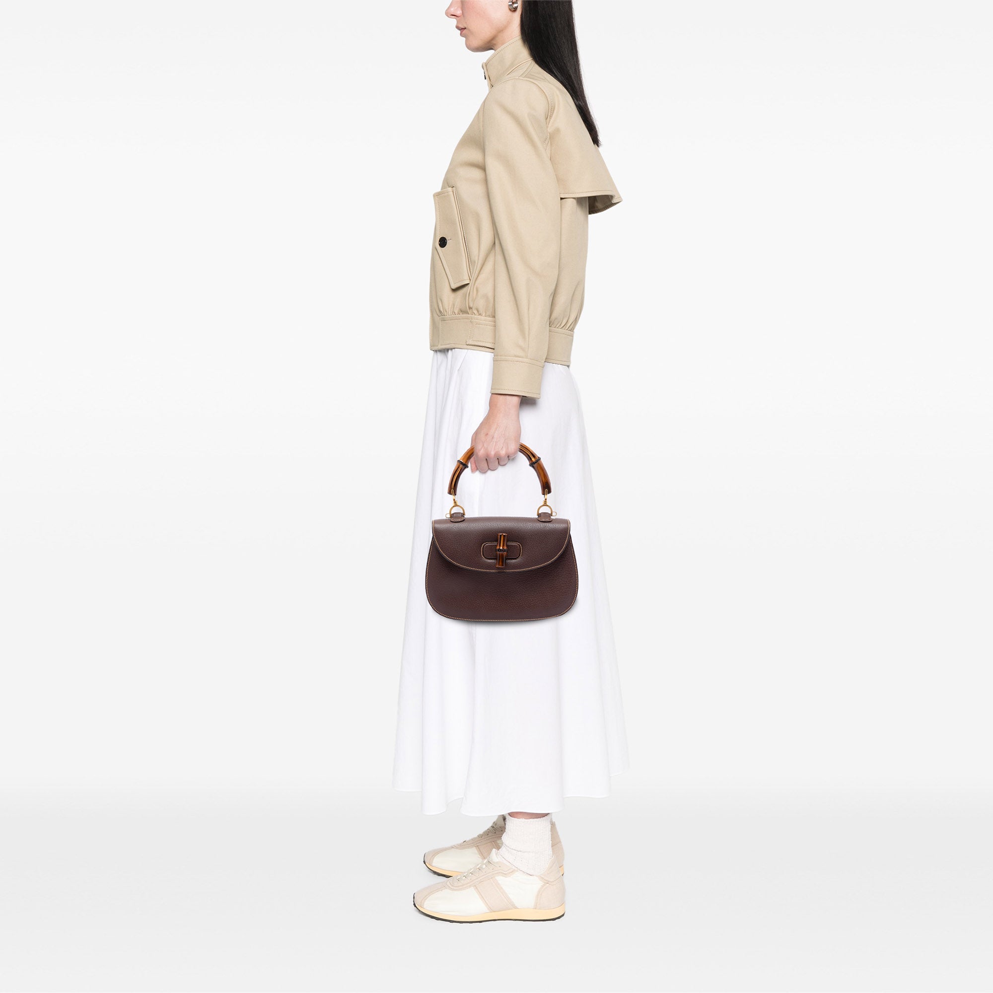 Medium Calfskin Bamboo Top Handle Bag - Image 7