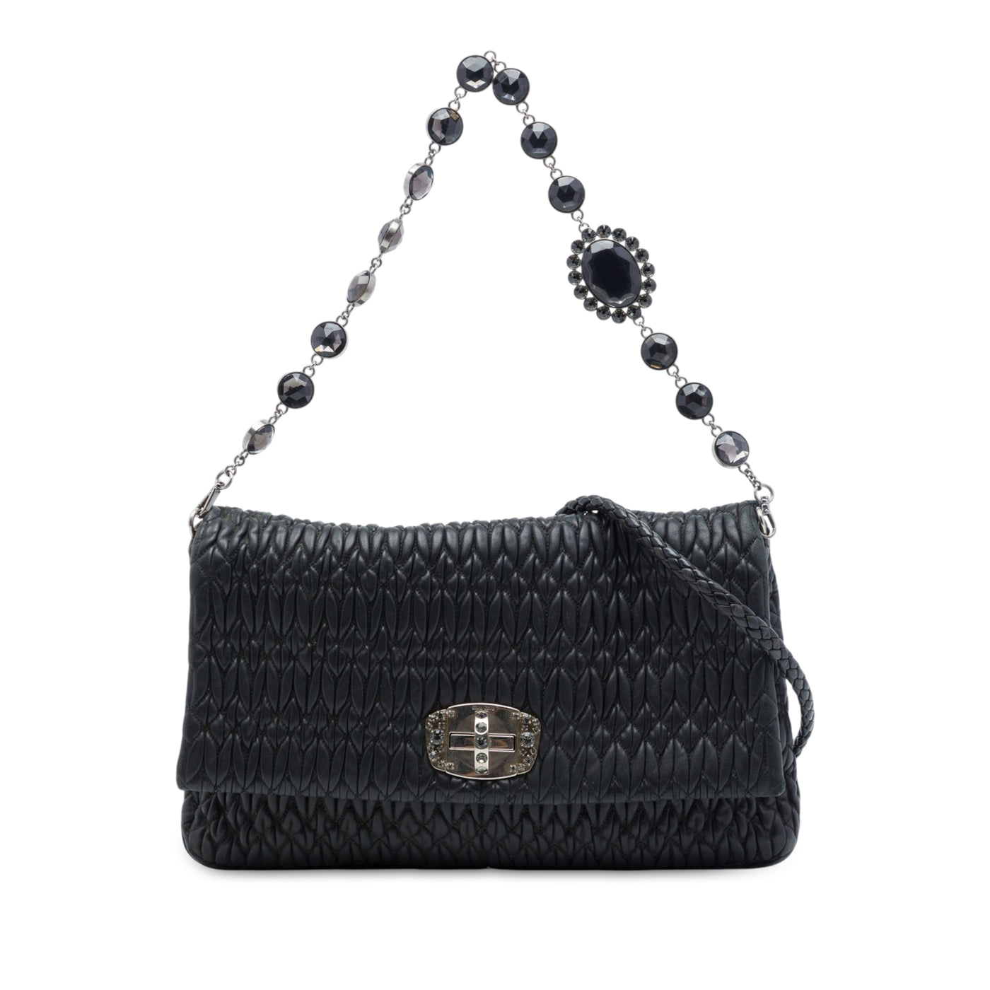 Matelasse Nappa Crystal Chain Satchel - Image 1