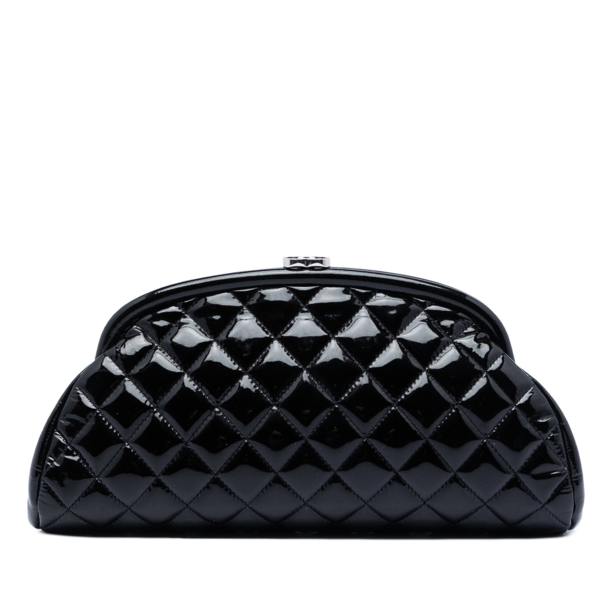 Quilted Patent Timeless Kiss Lock Clutch - Image 1