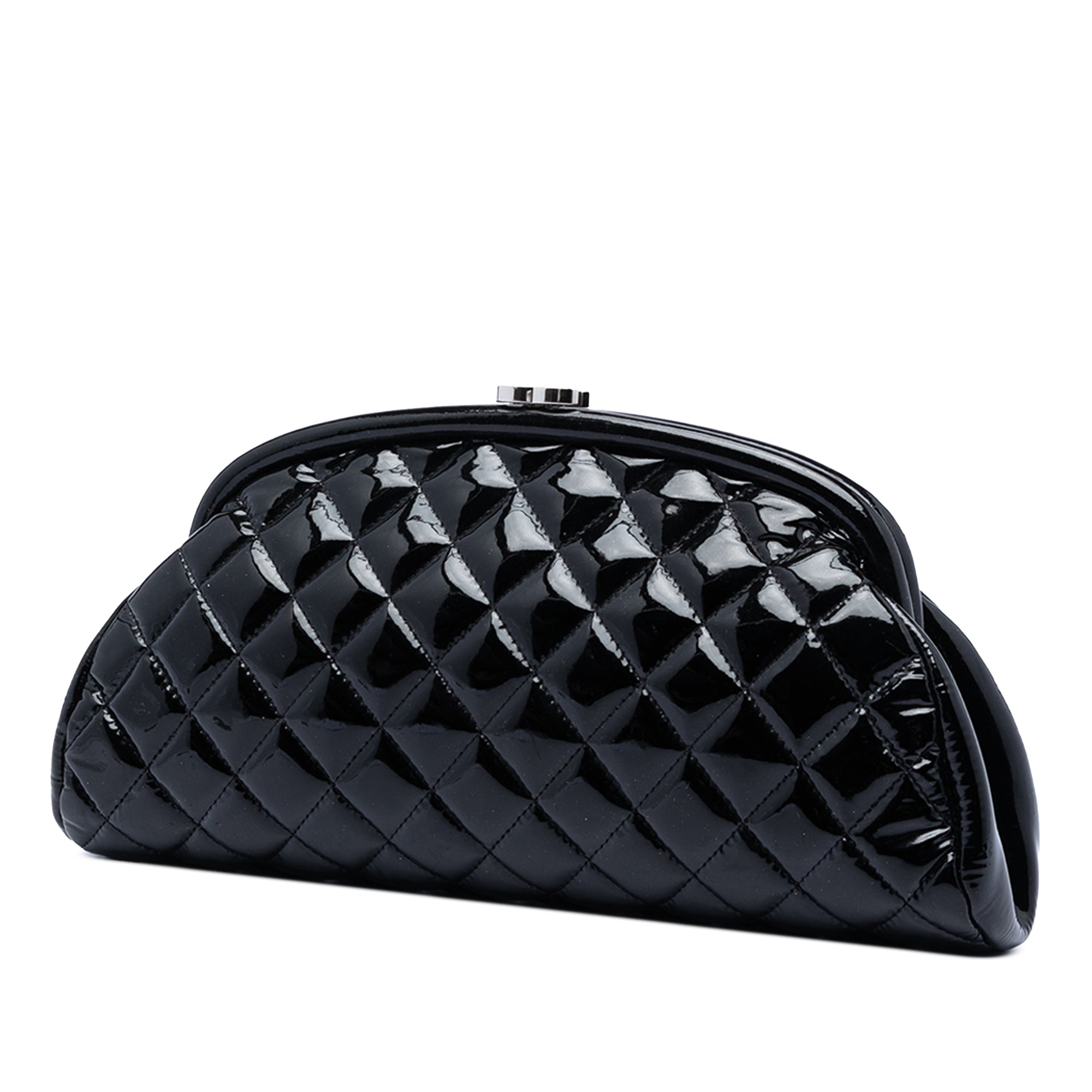 Quilted Patent Timeless Kiss Lock Clutch - Image 2