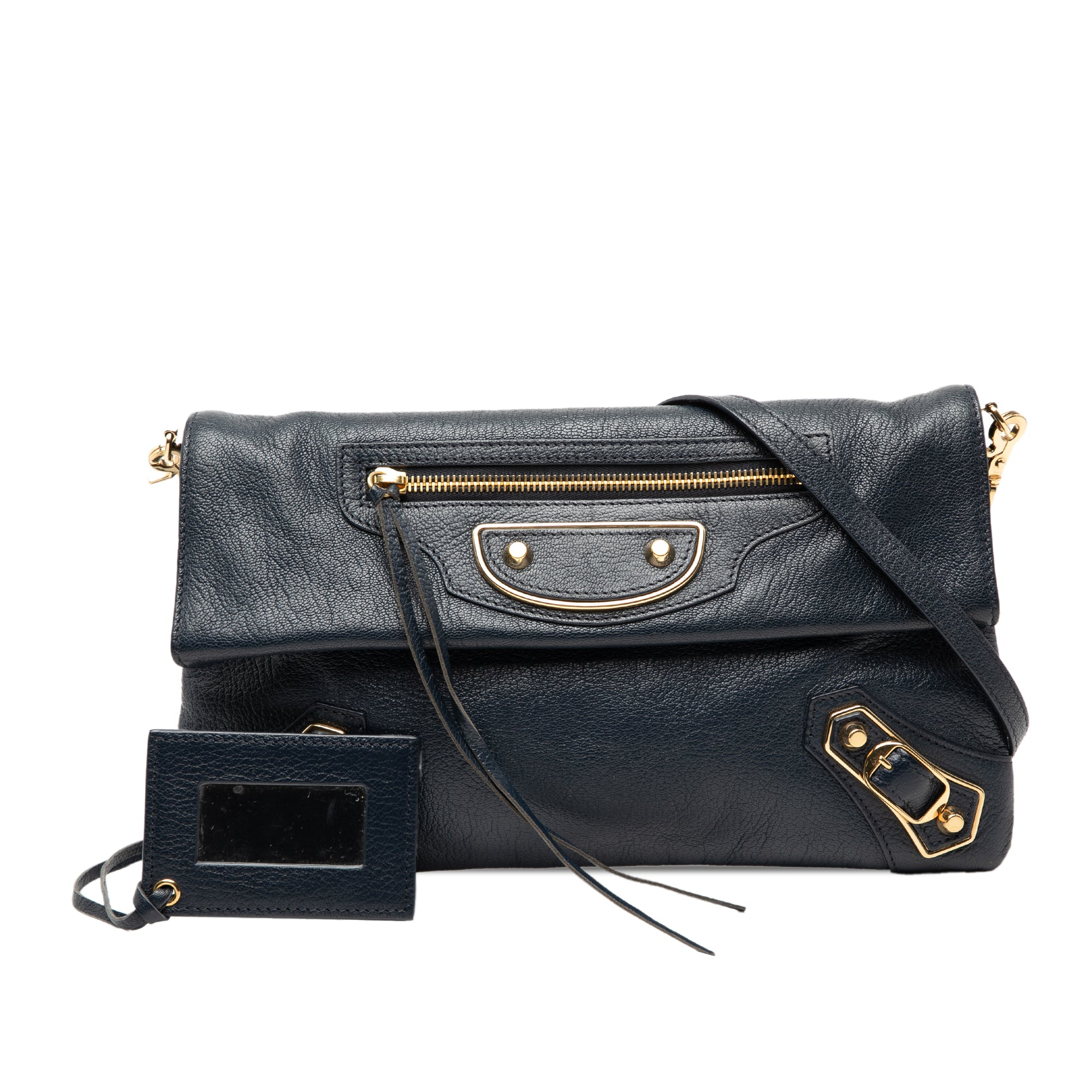 Chevre Motocross Classic Metallic Edge Envelope Clutch with Strap - Image 8