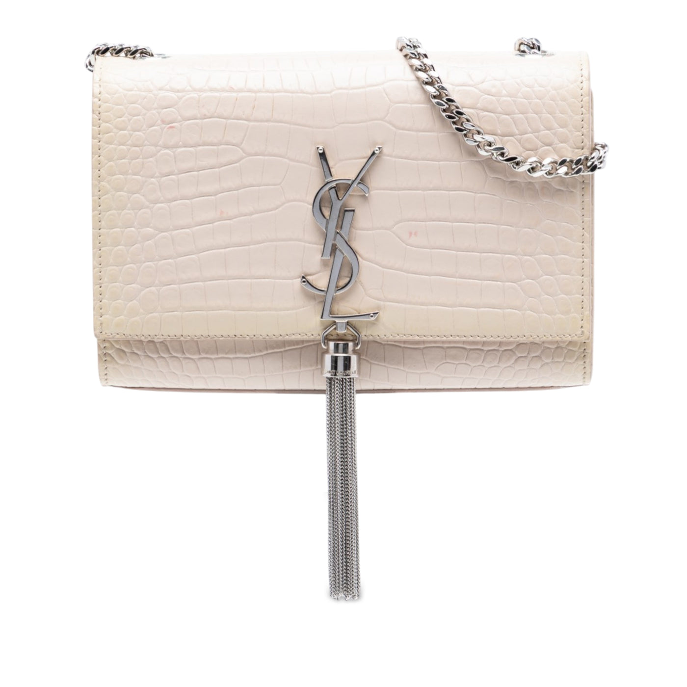 Medium Croc Embossed Leather Monogram Kate Tassel Crossbody - Image 1