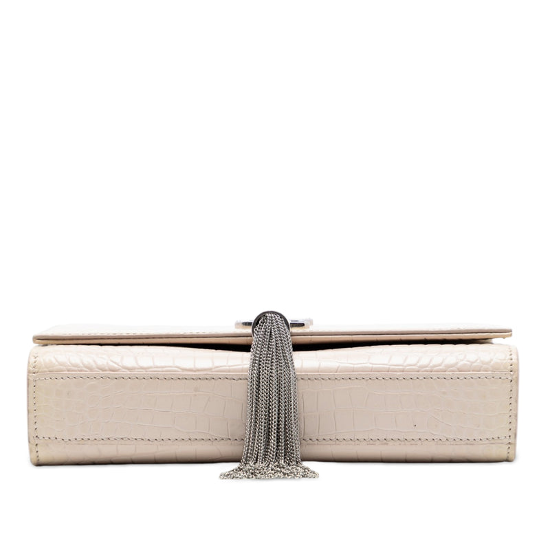 Medium Croc Embossed Leather Monogram Kate Tassel Crossbody - Image 3