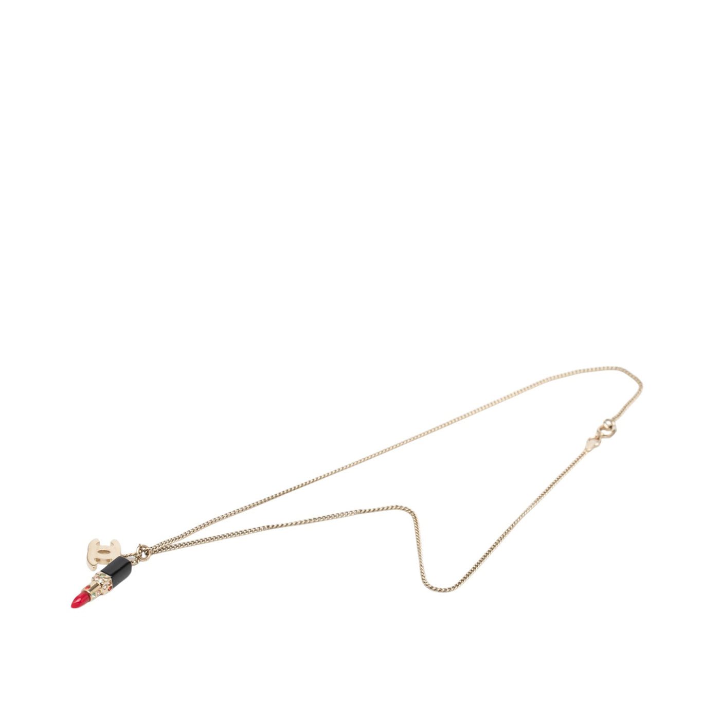 CC Gold Plated Strass Resin Lipstick Pendant Necklace - Image 1