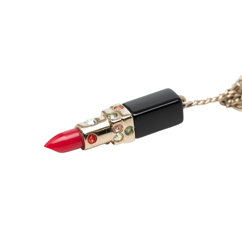 CC Gold Plated Strass Resin Lipstick Pendant Necklace - Image 4