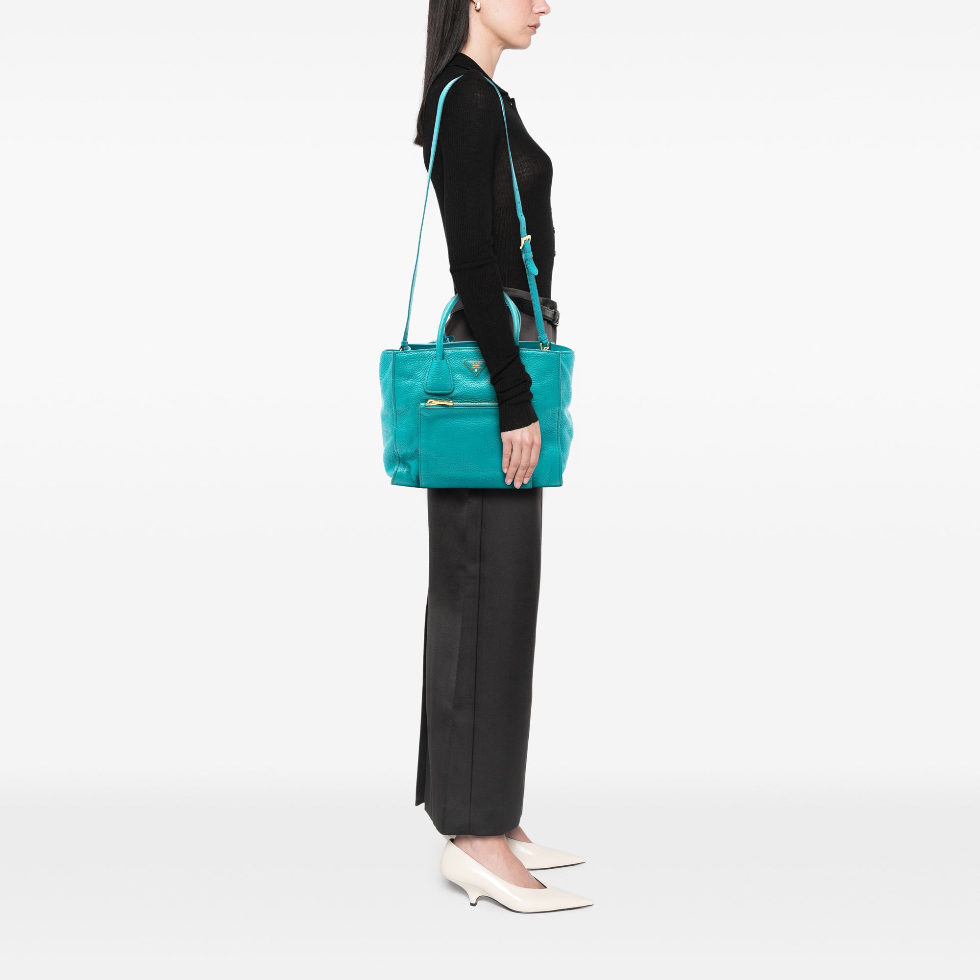 Vitello Daino Front Pocket Open Convertible Tote - Image 6