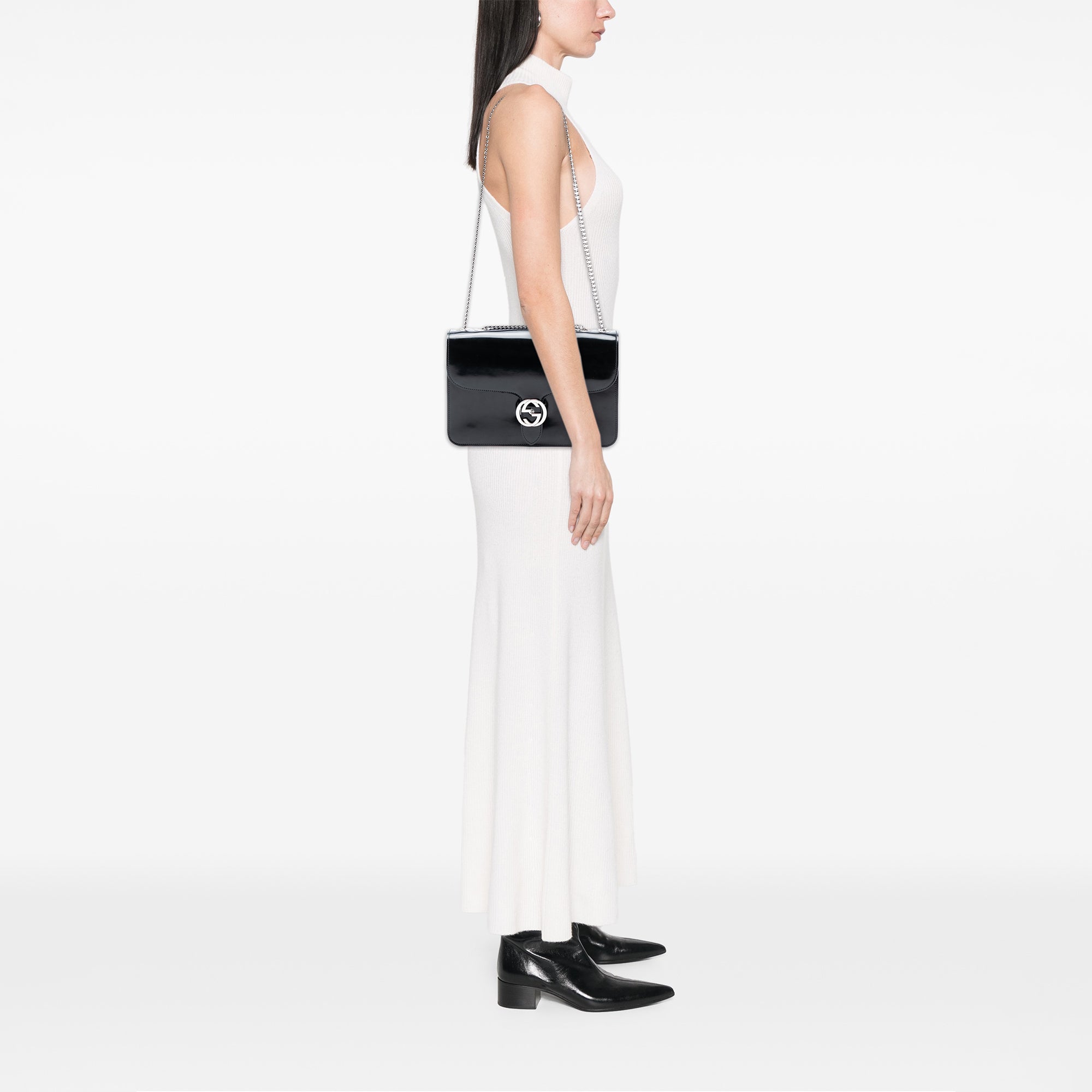 Medium Polished Calfskin Dollar Interlocking G Crossbody - Image 7