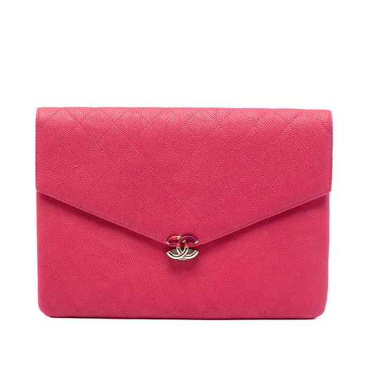Paris Cuba Quilted Caviar Thread Around Envelope Clutch - Image 1