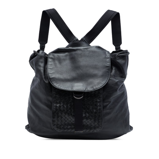 Intrecciato Trimmed Leather Drawstring Backpack - Image 1
