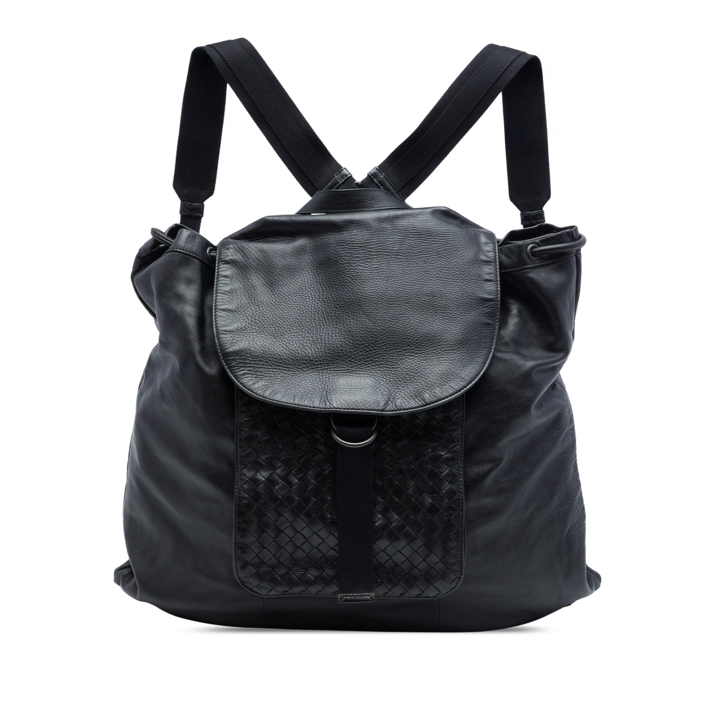 Intrecciato Trimmed Leather Drawstring Backpack - Image 1