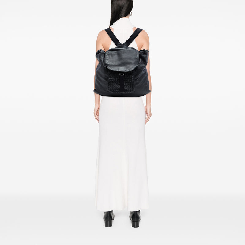 Intrecciato Trimmed Leather Drawstring Backpack - Image 6