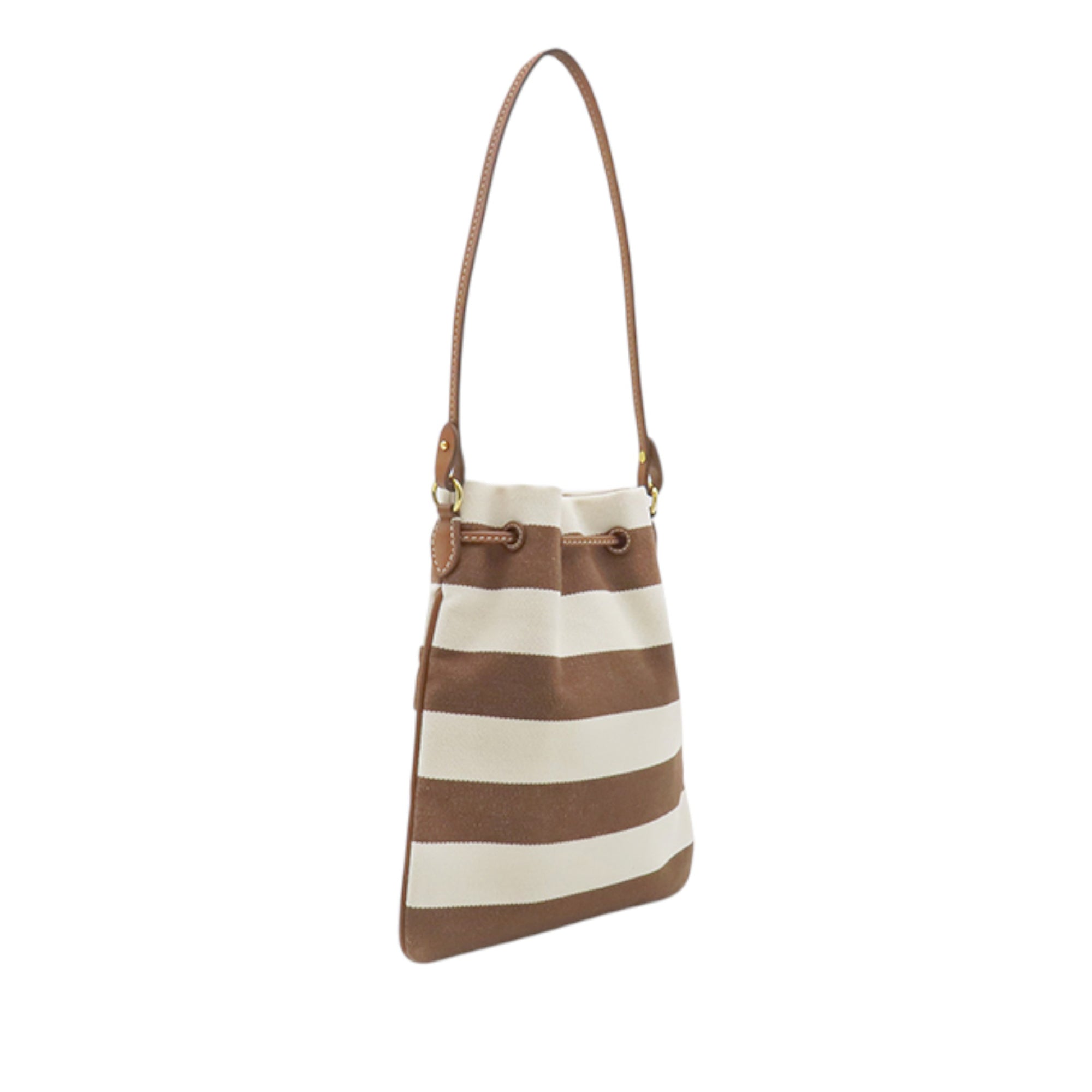 Striped Canvas Logo Drawstring Handbag - Image 2