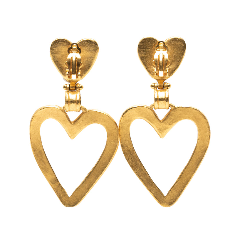 CC Gold Plated Heart Dangle Clip On Earrings - Image 2