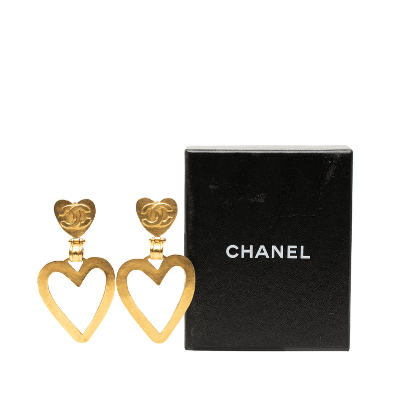 CC Gold Plated Heart Dangle Clip On Earrings - Image 4