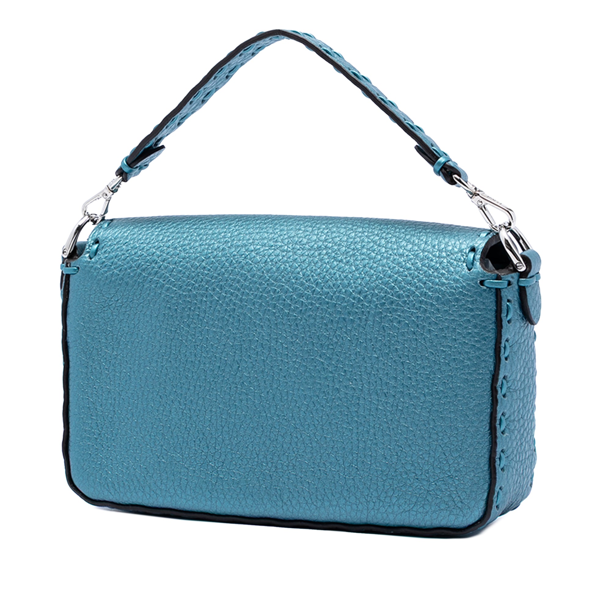 Mini Metallic Leather Selleria Baguette Satchel - Image 2