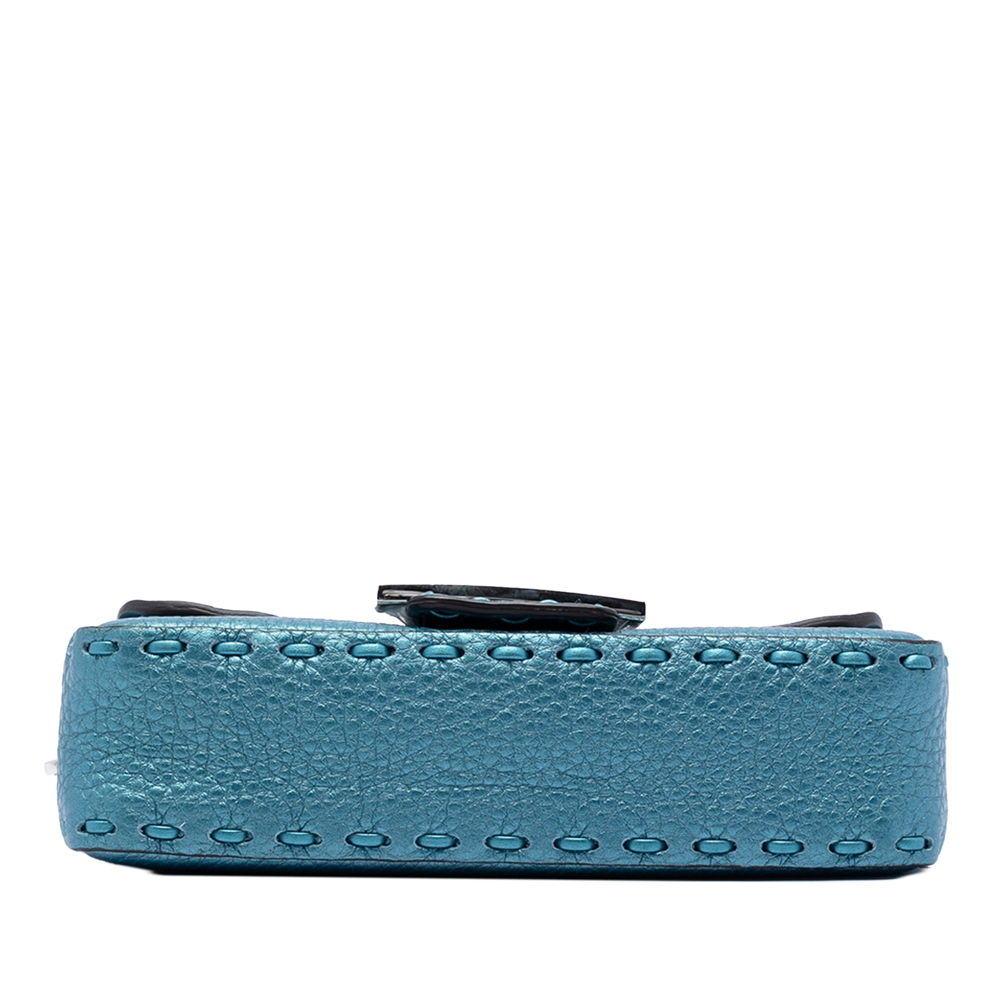 Mini Metallic Leather Selleria Baguette Satchel - Image 3