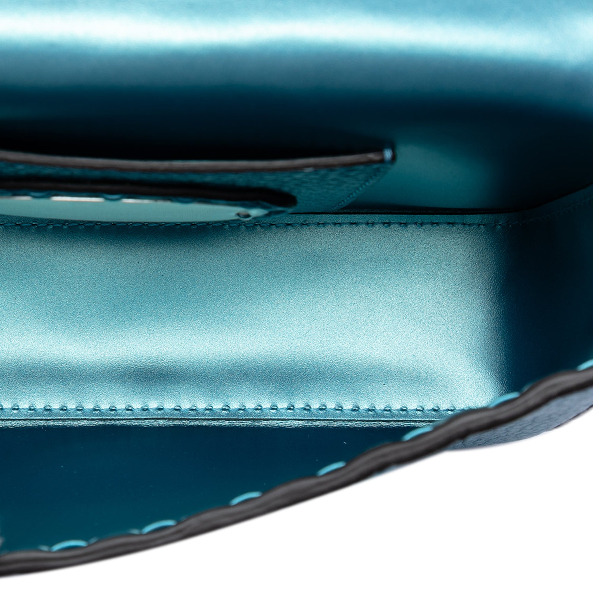 Mini Metallic Leather Selleria Baguette Satchel - Image 4