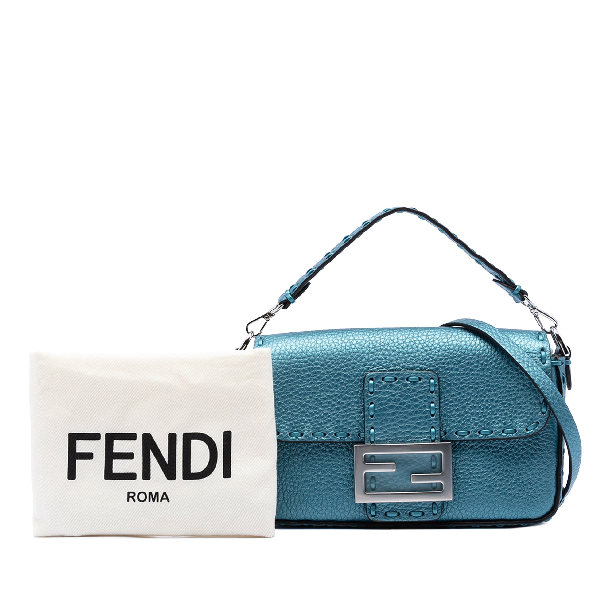 Mini Metallic Leather Selleria Baguette Satchel - Image 6