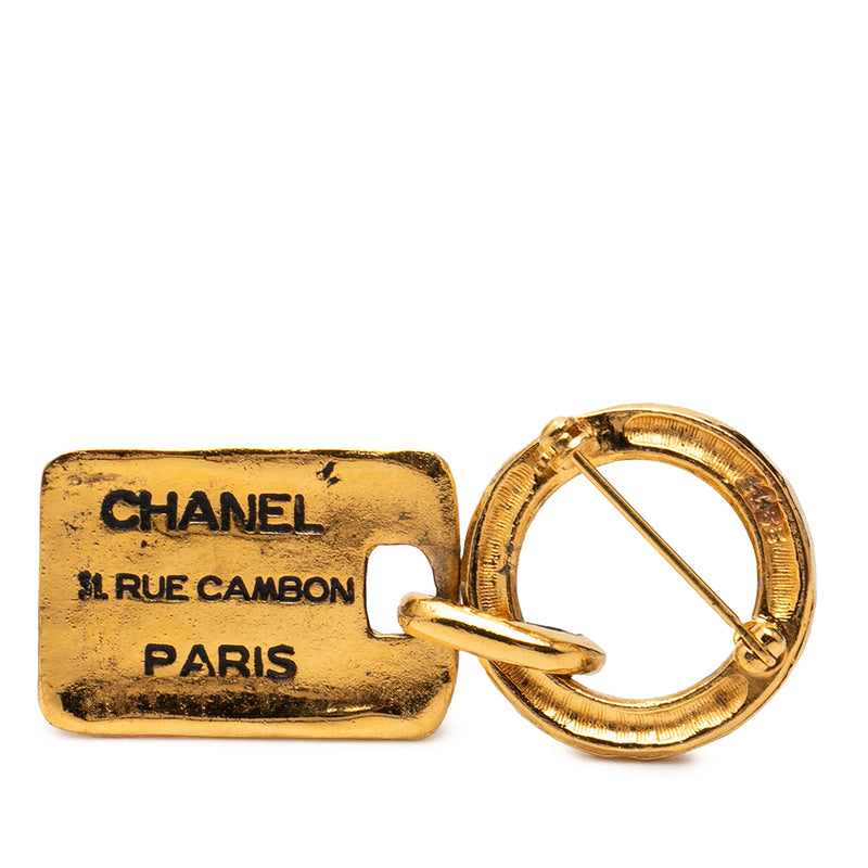Gold Plated Rue Cambon Tag Brooch - Image 2