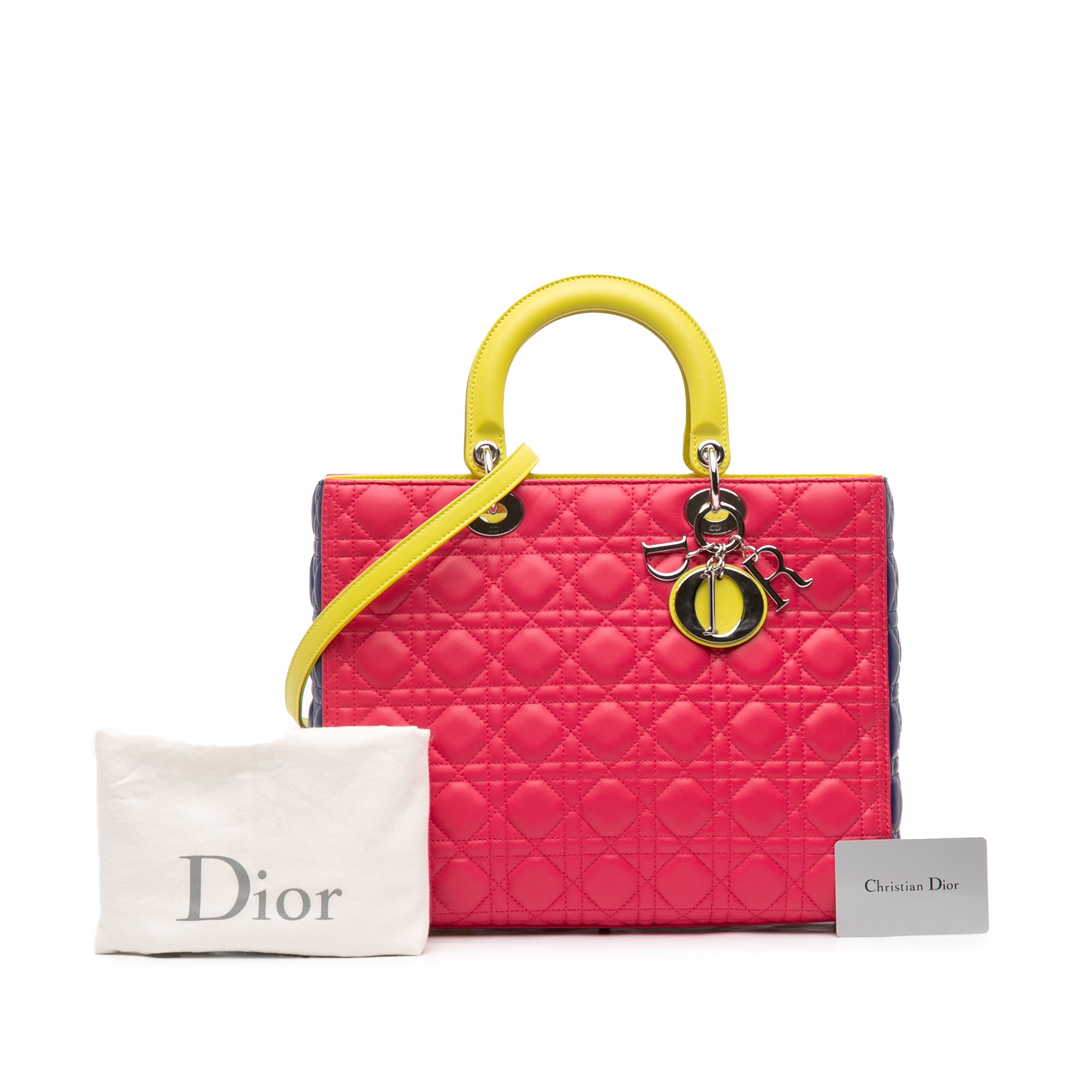 Large Tricolor Lambskin Cannage Lady Dior - Image 12