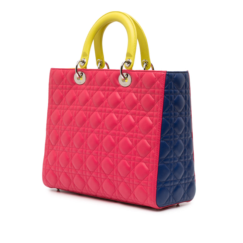 Large Tricolor Lambskin Cannage Lady Dior - Image 2