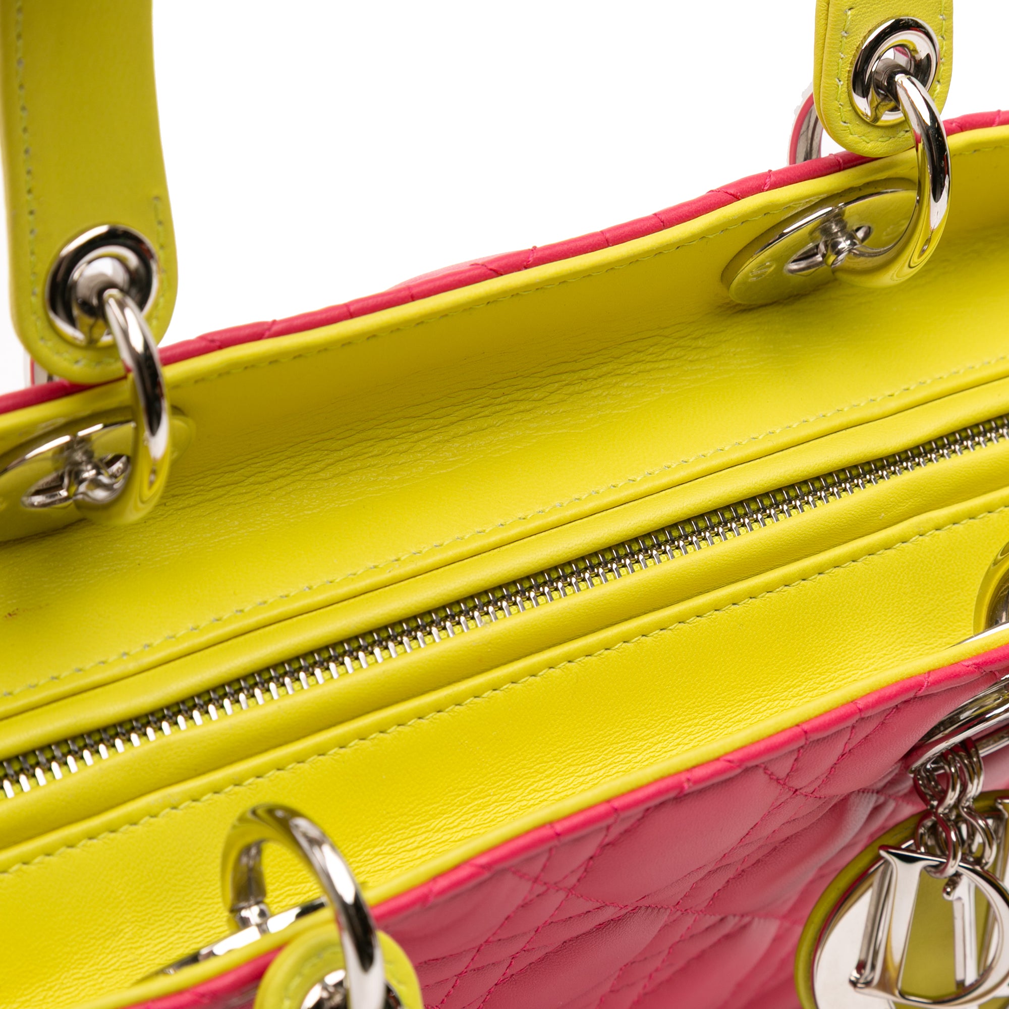Large Tricolor Lambskin Cannage Lady Dior - Image 7