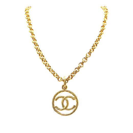 Gold Plated CC Tornado Pendant Necklace - Image 1