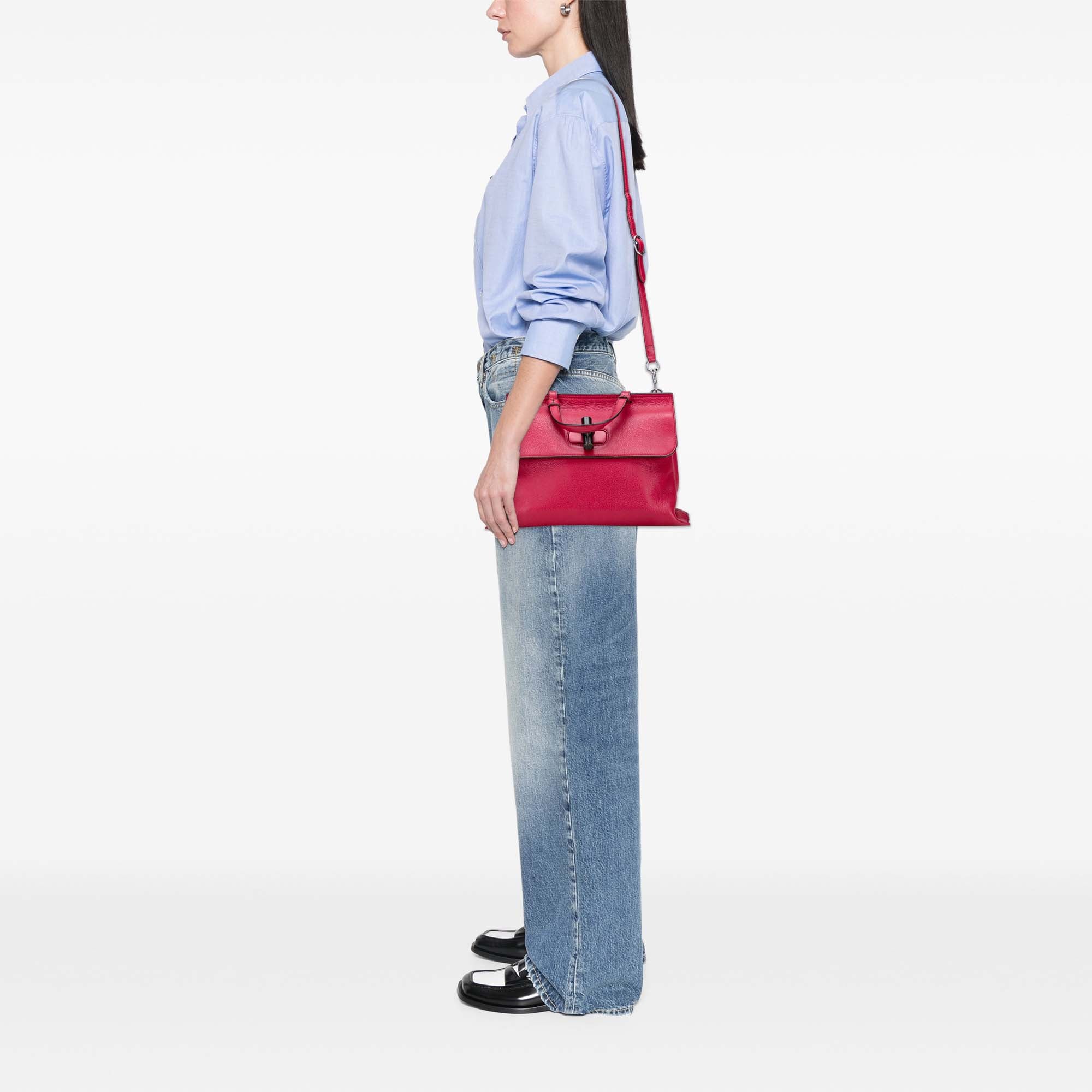 Medium Calfskin Bamboo Daily Satchel - Image 10