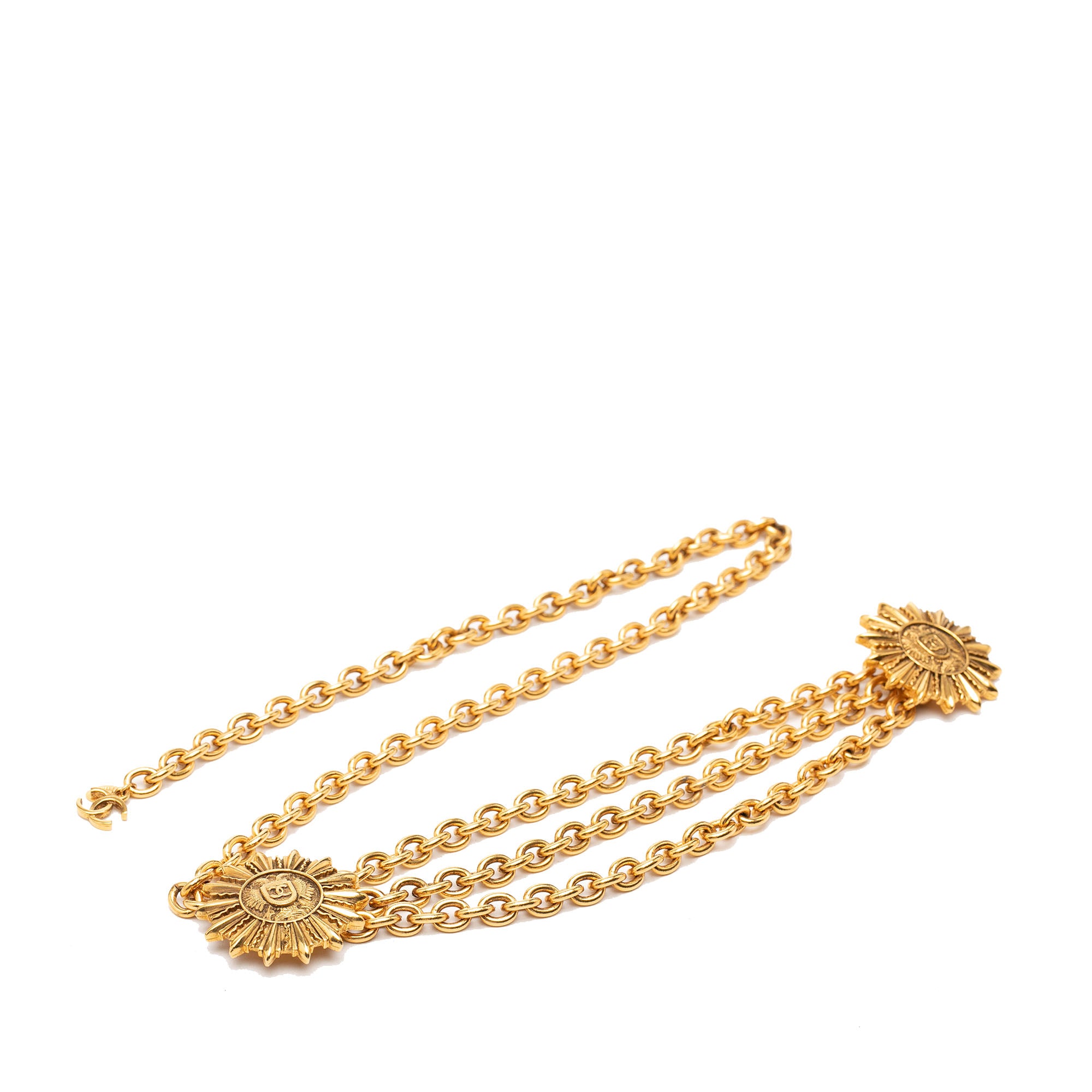 CC Gold Plated Sun Medallion Triple Chain Belt - Image 1