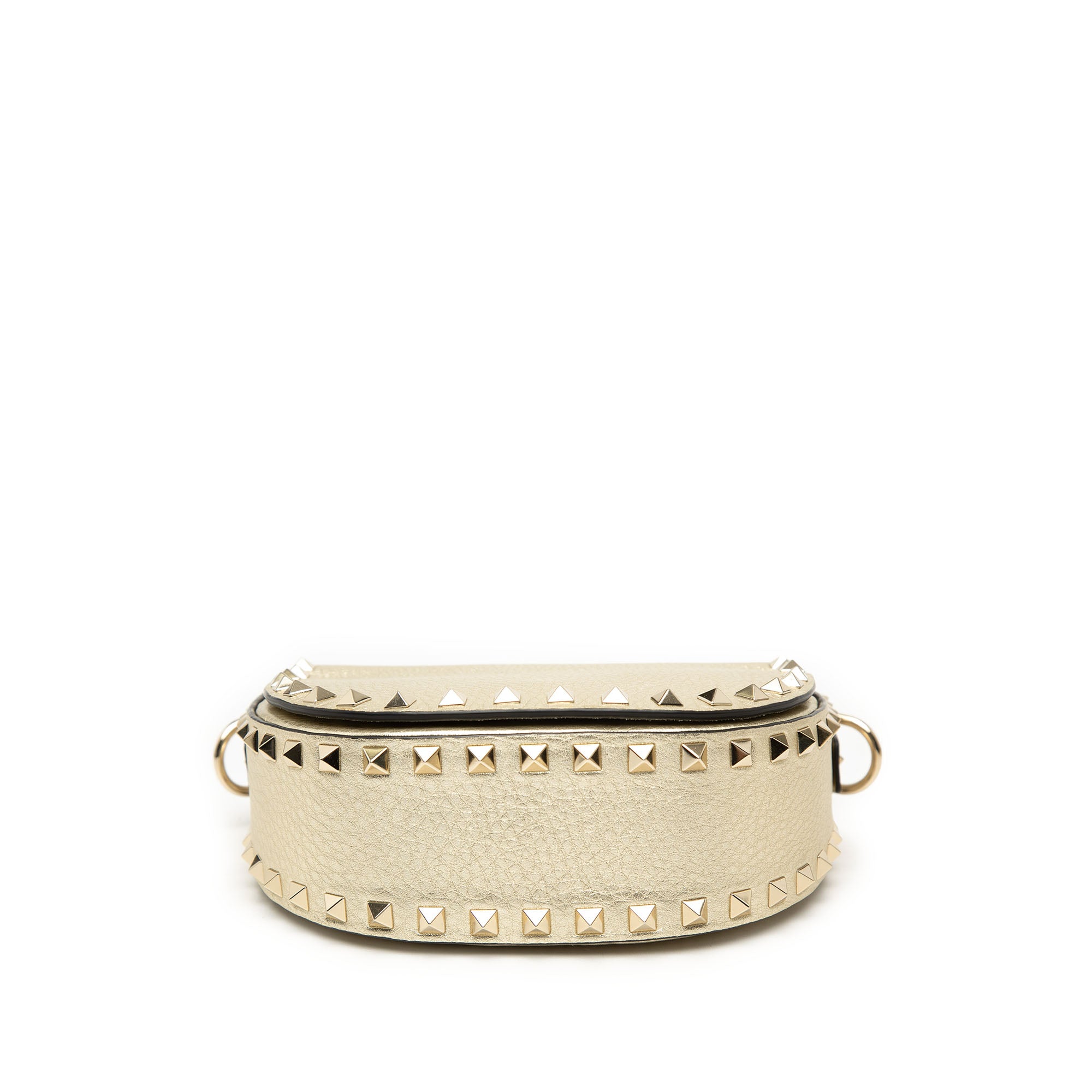 Metallic Grained Calfskin Rockstud Saddle Crossbody - Image 3