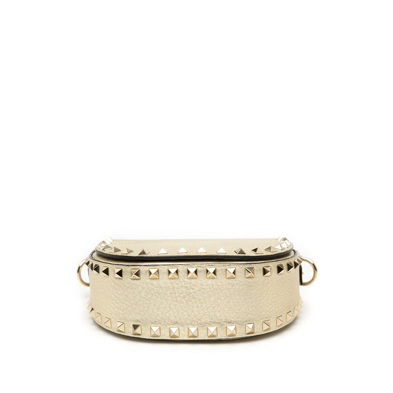 Metallic Grained Calfskin Rockstud Saddle Crossbody - Image 3