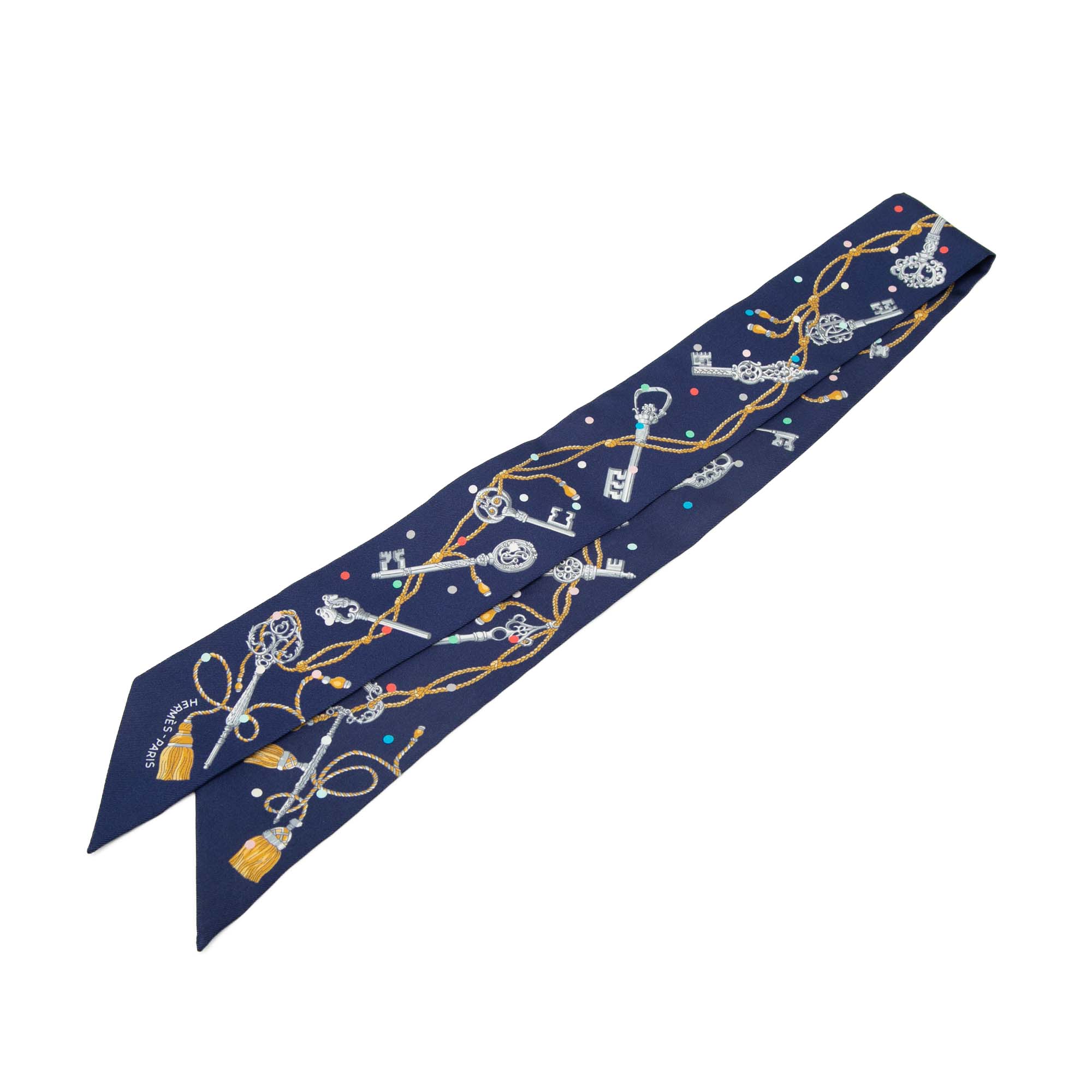 Les Cles a Pois Silk Twilly Scarf - Image 1