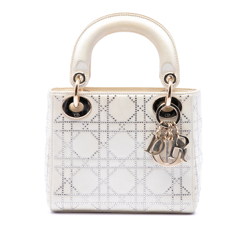 Mini Satin Cannage Crystal Embellished Lady Dior