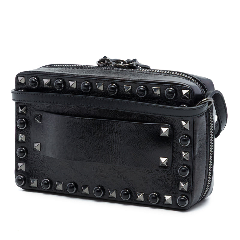 Textured Leather Rolling Rockstud Camera Bag - Image 2