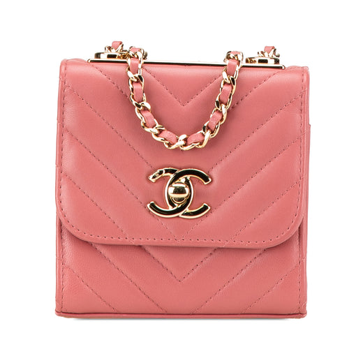 Mini Chevron Lambskin Trendy CC Chain Wallet - Image 1