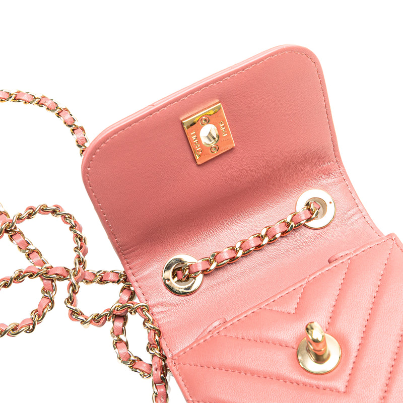 Mini Chevron Lambskin Trendy CC Chain Wallet - Image 12