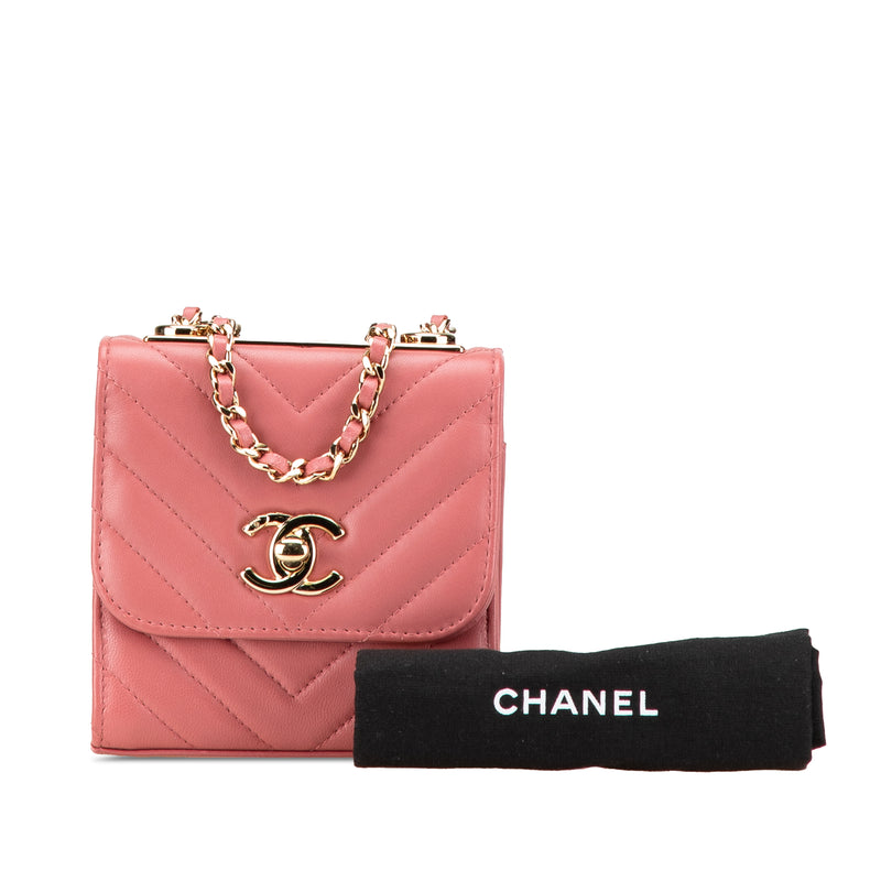 Mini Chevron Lambskin Trendy CC Chain Wallet - Image 14