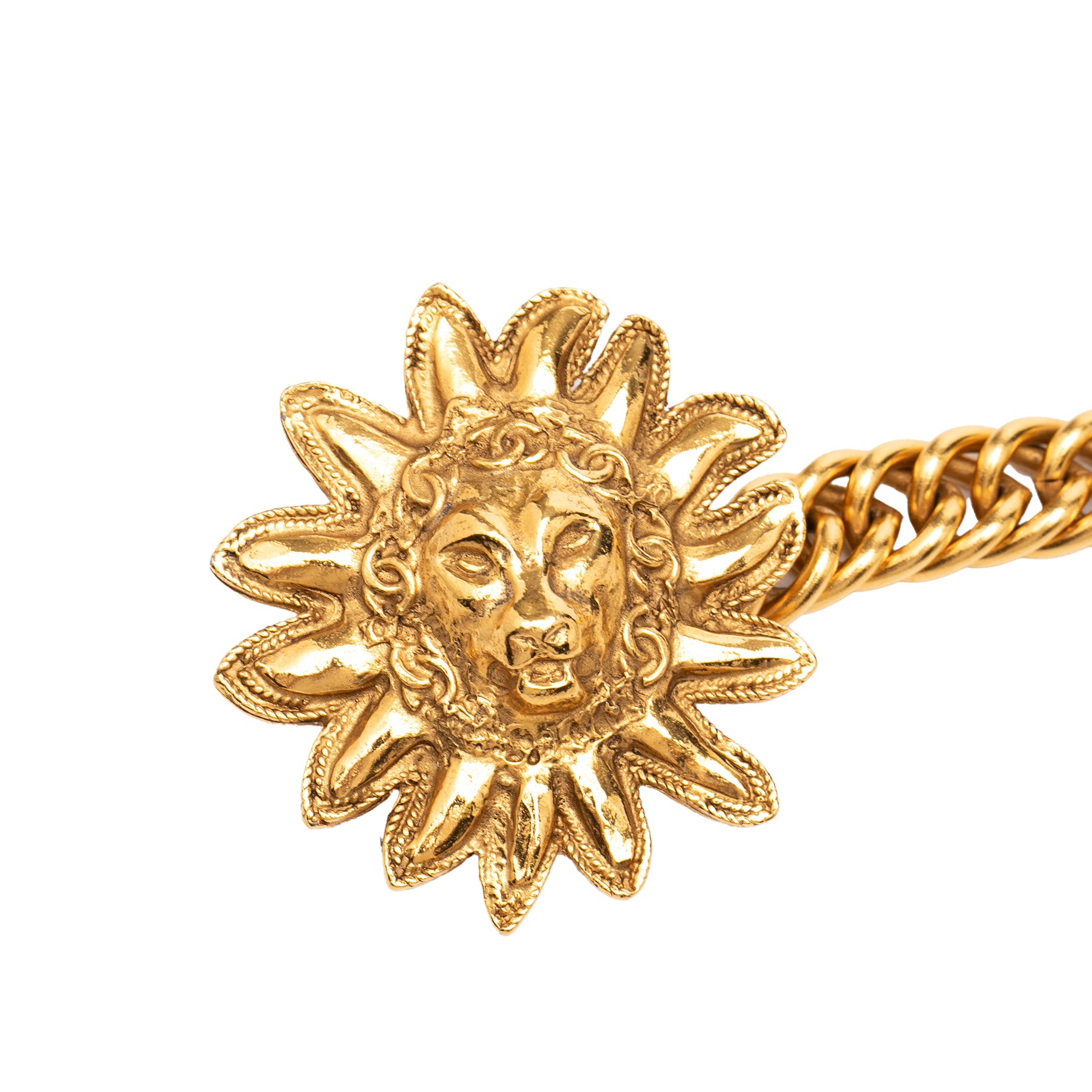 Gold Plated Leo Lion Sun Medallion Charm Necklace - Image 1