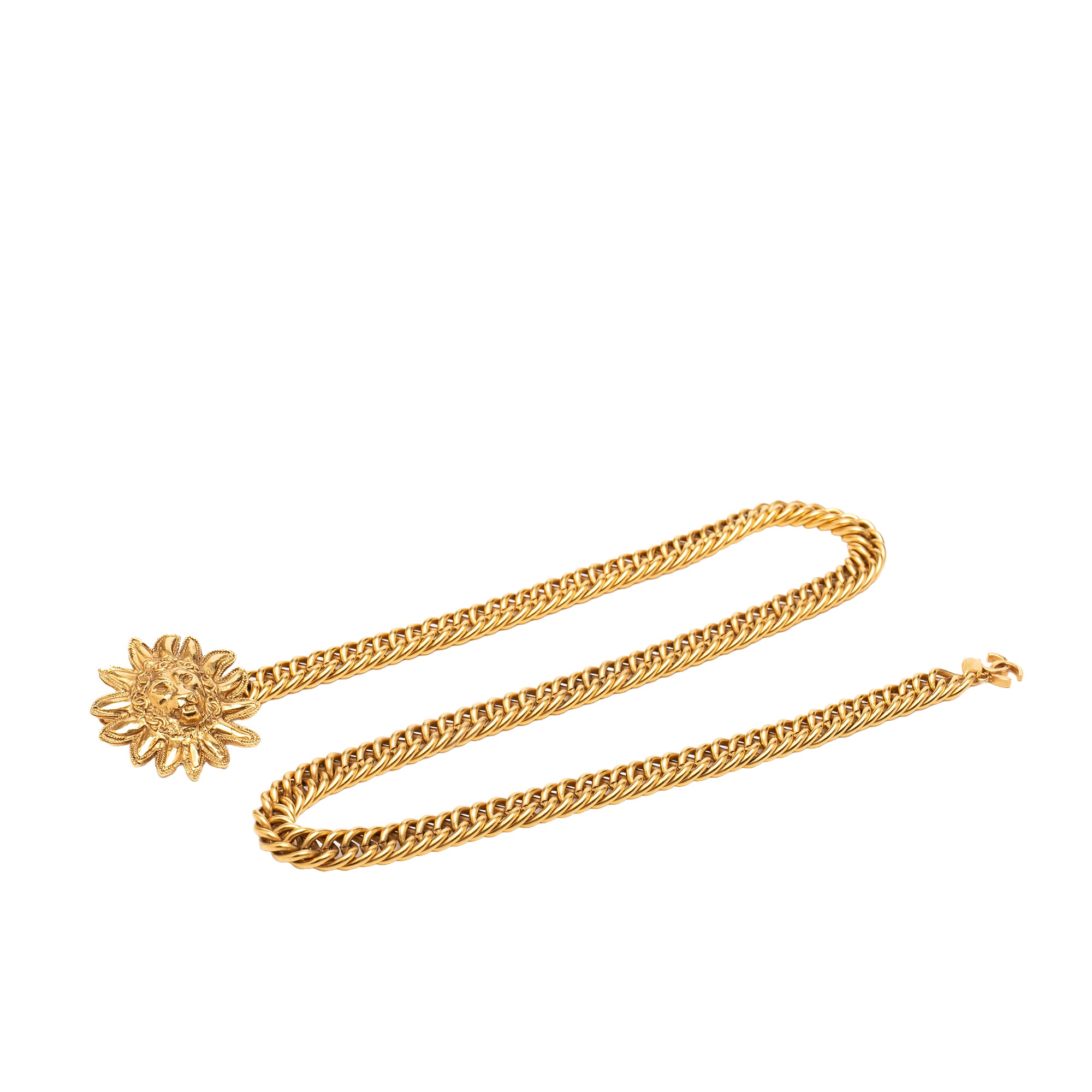 Gold Plated Leo Lion Sun Medallion Charm Necklace - Image 6